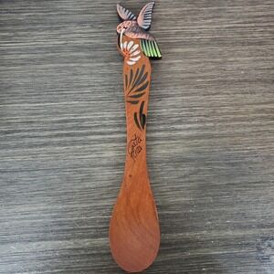 Costa Rica Wooden Spoon HUMMINGBIRD,  Hand Painted Souvenir